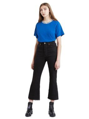 Levi’s Black Ribcage Crop Flare Jeans Premium Denim W31 L26 Classic Casual